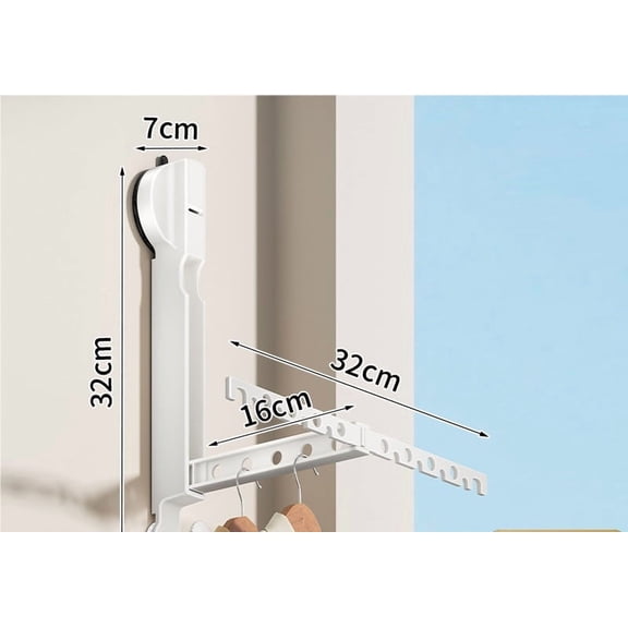A piece of suction cup retractable clothes drying rack folding invisible wall hanging balcony home window clothes hanger without punching clothes artifact