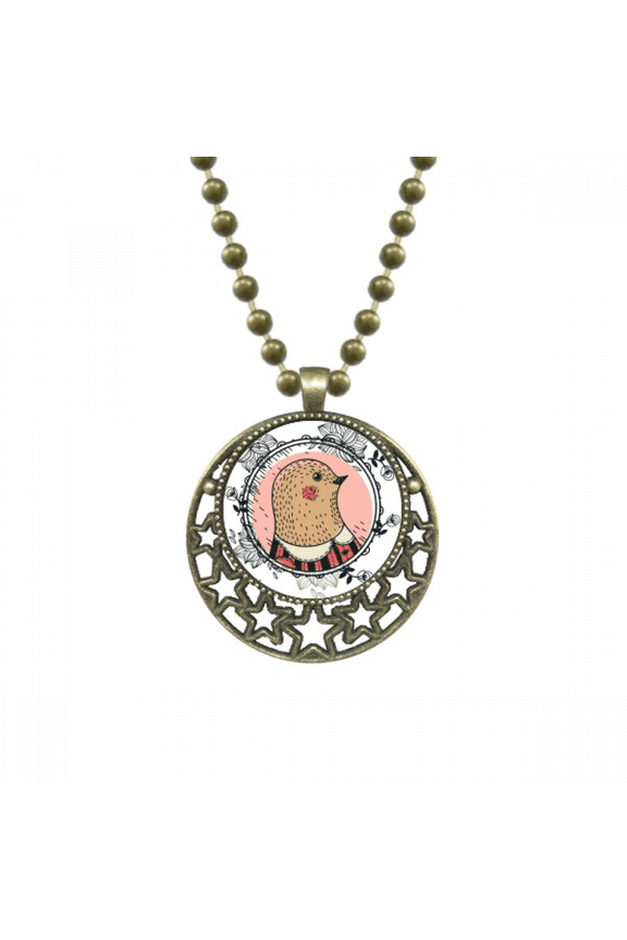 pigeon flower cartoon illustration pattern pendant star necklmoon chain jewelry