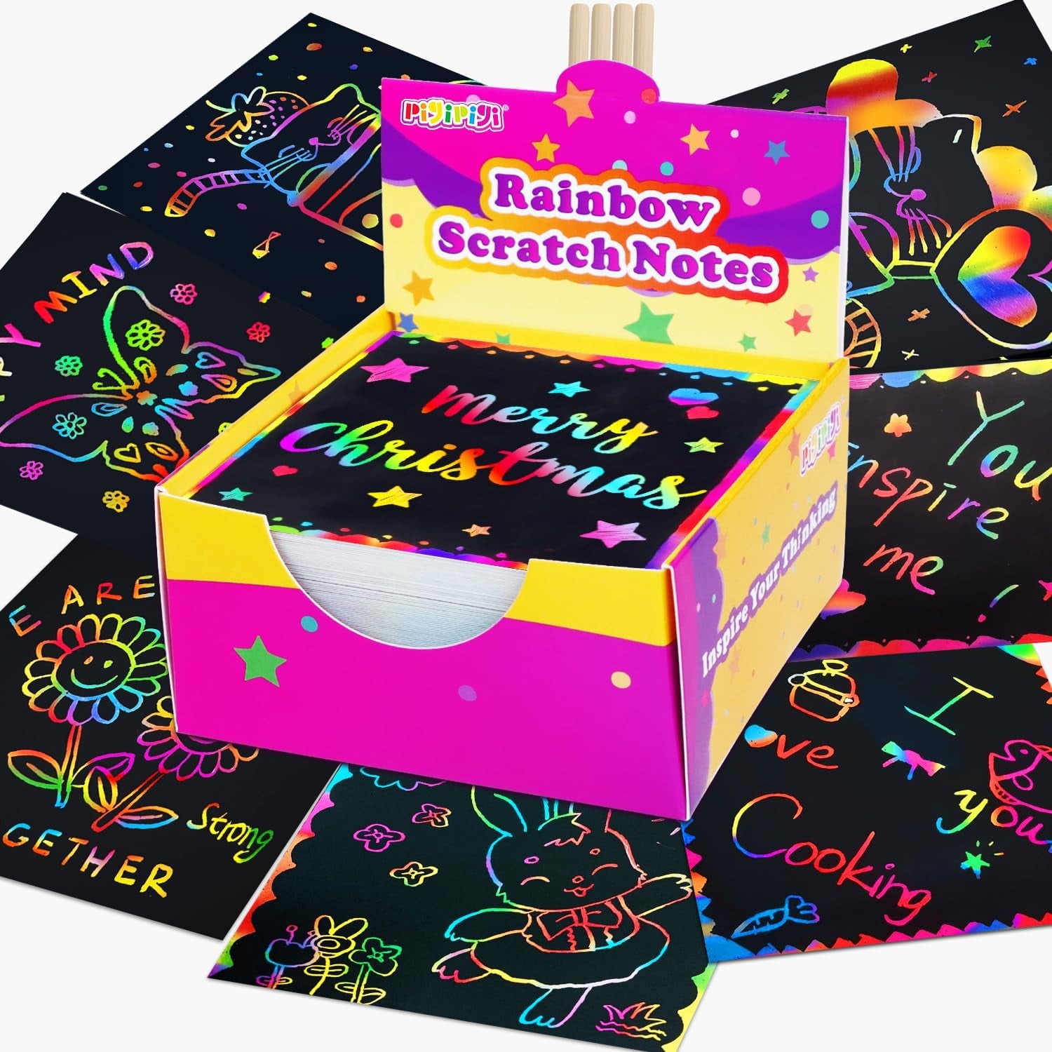 ZMLM Rainbow Scratch Paper Kit: 117Pcs Magic Art Craft Stuff Supplies Black  Drawing Pad for Age 3-12 Kids Children Girl Boy DIY Toy Activity  Educational, Party Faver, Christmas Birthday Gifts