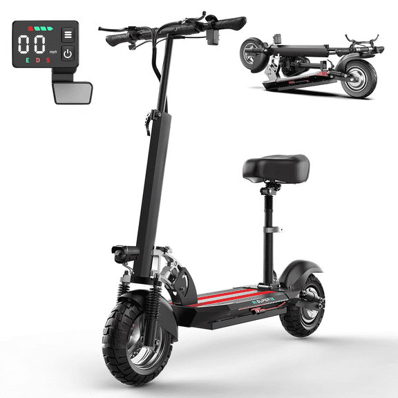 pikabike 1500W Peak Off Road Electric Scooter for Adults ,3 speed&45Mile Escooter,48V 13AH Electric Scooter With Detachable/Foldable seat, 10''Tire All Terrain,UL2272