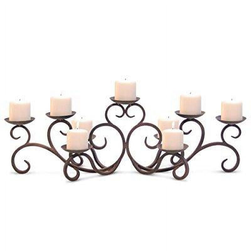 Hand-Forged Distressed Bronze Tabletop Candelabra, 31.5"W