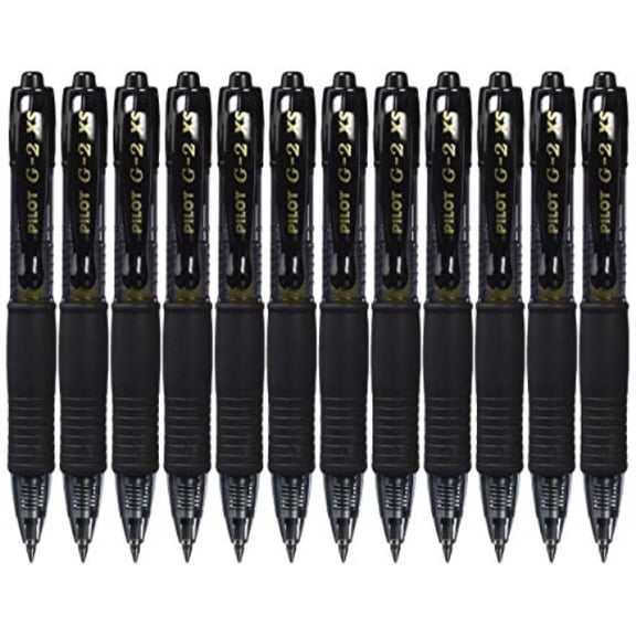pilot g2 pixie 0.7mm mini gel ink retractable rollerball pen (pack of 12) - black