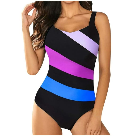 pimelu Bathing Suit Womens Swimsuits Athletic Swimsuit for Women One Piece Swimsuit One Piece Athletic Bathing Suit Ladies Girls Summer Fashion Color Block Strap Swimwear