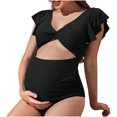 thumbnail image 1 of pimelu Bathing Suit Womens Swimsuits Maternity Swimsuits for Women One Piece Swimsuit Maternity Bathing Suit for Women Twist Knotted Hollowed Ruffle Layer Trim Monokini Swimwear, 1 of 4