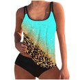 thumbnail image 1 of pimelu Bathing Suit Womens Swimsuits Tankini Set for Women Two Piece Swimsuits Plus Size Swimsuit Summer Vintage Leopard Strap Tank Top Swimwear Ladies Modest Beachwear, 1 of 6