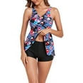 thumbnail image 1 of pimelu Bathing Suit Womens Swimsuits Two Piece Swimsuits for Women Modest Swimsuits Womens Tankini Sets Summer Floral Print High Waist Strap Tank Top Swimwear with Boyshort, 1 of 6