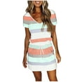thumbnail image 1 of "pimelu Beach Dresses for Women Casual Summer, Women Summer Dresses Sleeveless Striped Lace Up Drawstring Dress V Neck Drawstring Sling Sun Dress Summer Saving", 1 of 5