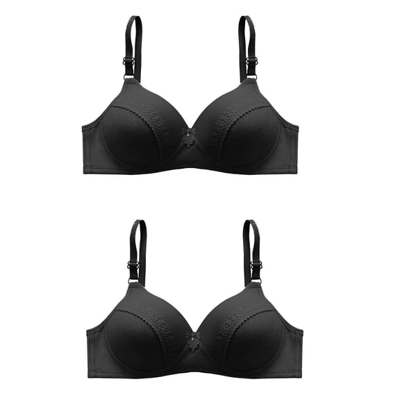 pimelu Bras for Women Push Up Bra for Women Full Coverage Compression Full Figure Bras Elder 2pcs Lightweight Thin Comfort Large Size Seamless T-Shirt Bra Sports Bra