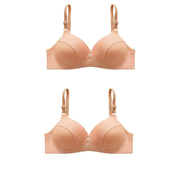pimelu Bras for Women Push Up Bra for Women Full Coverage Compression Full Figure Bras Elder 2pcs Lightweight Thin Comfort Large Size Seamless T-Shirt Bra Wireless Bra