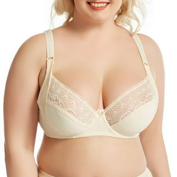 pimelu Bras for Women Push Up Bra for Women Full Coverage Compression T-Shirt Bras Elder Comfy Lightweight Lace Trim Plus Size Underwire Bra Black Bralette