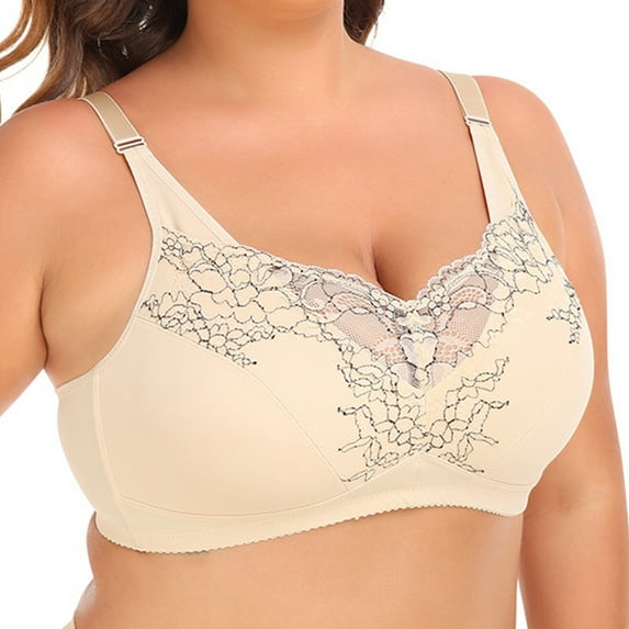 pimelu Bras for Women Push Up Bra for Women Full Coverage Seamless Full Figure Bras Elder Plus Size Compression Comfy Breathable Lace Bra Wireless Bra