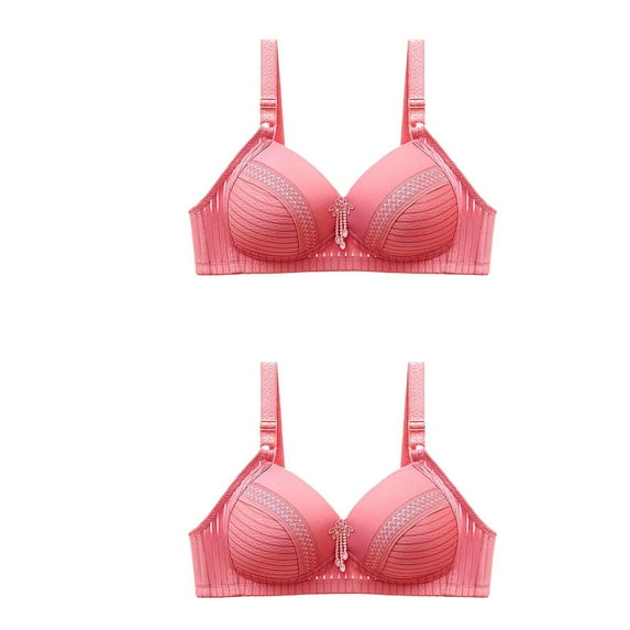 pimelu Bras for Women Push Up Bra for Women Full Coverage Underwire Full Figure Bras Ladies 2pcs Large Size Comfort Compression T-shirt Bra Black Bra