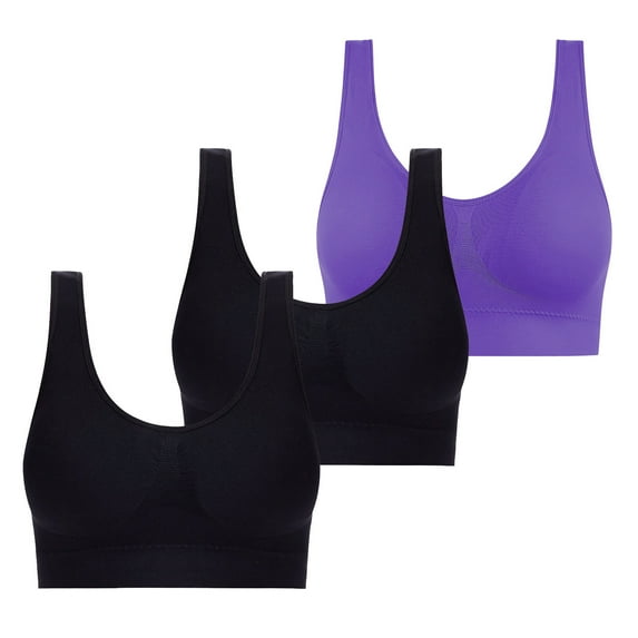 pimelu Bras for Women Sports Bras for Women Seamless Compression Bralette Elder 3pcs Plus Size Comfort Breathable Push up Wireless Sports Bras Sports Bra Pack