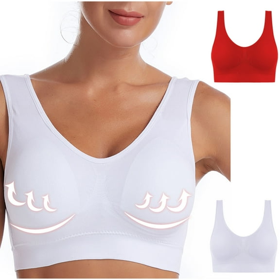 pimelu Bras for Women Sports Bras for Women Seamless Full Coverage Bralette Ladies 2pcs Comfort Breathable Plus Size Push up Wireless Workout Tank Bras Plus Size Bras for Women