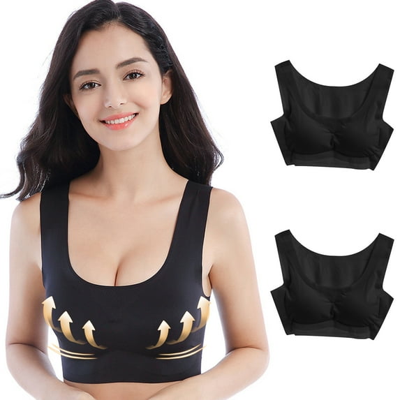 pimelu Bras for Women Sports Bras for Women Seamless Lightly Lined Wireless Bras Ladies 2pcs Breathable Comfort Stretchy Plus Size Push up Yoga Bralettes Women's Sports Bras Clearance
