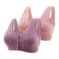 thumbnail image 1 of pimelu Bras for Women Wireless Bras for Women Seamless Full Coverage Full Figure Bras Elder 2pcs Front Closure Plus Size Comfort Compression Push up Bralettes Wireless Bras for Women, 1 of 6
