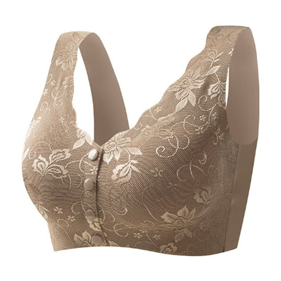 pimelu Bras for Women Wireless Bras for Women Seamless Full Coverage Full Figure Bras Elder Front Closure Lightweight Comfy Plus Size Push up Bra Bra