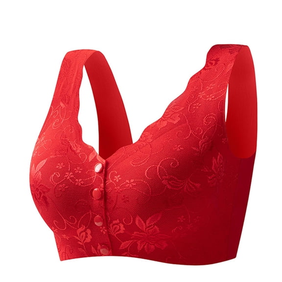 pimelu Bras for Women Wireless Bras for Women Seamless Full Coverage Full Figure Bras Elder Front Closure Lightweight Comfy Plus Size Push up Bra Seamless Bra