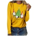 thumbnail image 1 of pimelu Christmas Shirts Clearance Christmas Tops for Women Trendy Christmas Gnomes Print Graphics Pullover Blouses Xmas Ladies Loose Crewneck Long Sleeve Tshirts, 1 of 4