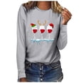 thumbnail image 1 of pimelu Christmas Shirts Clearance Womens Christmas Shirts Xmas Fashion Wine Glasses Print Graphics Pullover Blouses Loose Comfy Lightweight Crewneck Long Sleeve Tee Tops, 1 of 4