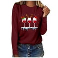 thumbnail image 1 of pimelu Christmas Shirts Clearance Womens Christmas Shirts Xmas Fashion Wine Glasses Print Graphics Pullover Blouses Loose Comfy Lightweight Crewneck Long Sleeve Tee Tops, 1 of 4