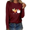 thumbnail image 1 of pimelu Christmas Shirts Clearance Womens Christmas Tops Ladies Classic Plaid Xmas Graphics Pullover Blouses Plus Size Lightweight Round Neck Long Sleeve Tee Shirts, 1 of 4