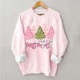 thumbnail image 1 of pimelu Christmas Sweater Clearance Womens Christmas Pink Sweatshirt Merry Christmas Trendy Christmas Tree Print Pullover Tops Ladies Girls Long Sleeve Crewneck Sweatshirt, 1 of 4