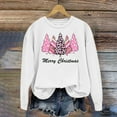 thumbnail image 1 of pimelu Christmas Sweater Clearance Womens Merry Christmas Sweatshirt Fashion Pink Leopard Christmas Tree Graphics Sweater Tops Plus Size Crewneck Long Sleeve Pullover Shirt, 1 of 4