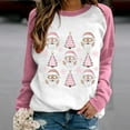 thumbnail image 1 of pimelu Christmas Sweatshirt Clearance Ugly Christmas Sweater for Women Fashion Pink Crewneck Sweatshirt Plus Size Long Raglan Sleeve Christmas Tree Print Pullover Tops, 1 of 2