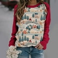 thumbnail image 1 of pimelu Christmas Sweatshirt Clearance Ugly Christmas Sweater for Women Fashion Xmas Graphics Color Block Pullover Shirts Loose Long Raglan Sleeve Crewneck Sweatshirt Top, 1 of 3