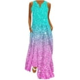 thumbnail image 1 of pimelu Dresses for Women Maxi Dress for Women Party Prom Loose Pocket Long Tank Dresses Summer Fashion Sequin Sleeveless V-Neck Women Maxi Sundresses, 1 of 5