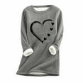 thumbnail image 1 of pimelu Fleece Sweatshirt for Women Winter Plush Pullover Sweater for Women Warm Thickened Cozy Fleece Lined Sweatshirts Fashion Heart Graphics Print Long Sleeve Crewneck Tops, 1 of 2