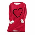 thumbnail image 1 of pimelu Fleece Sweatshirt for Women Winter Plush Pullover Sweater for Women Warm Thickened Cozy Fleece Lined Sweatshirts Fashion Heart Graphics Print Long Sleeve Crewneck Tops, 1 of 2
