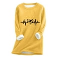 thumbnail image 1 of pimelu Fleece Sweatshirt for Women Womens Plush Lined Sweatshirts Valentine's Day Trendy ECG Print Fleece Sweater Winter Crewneck Long Sleeve Cozy Fuzzy Sherpa Pullover Tops, 1 of 2