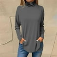 thumbnail image 1 of pimelu Long Sleeve Tops for Women Casual Pullover Tops for Women Spring Long Sleeve Turtleneck Lightweight Tunic Blouses Ladies Girls Trendy Solid Tee Shirts, 1 of 4