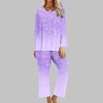 thumbnail image 1 of pimelu Pajamas Sets for Women Womens 2 Pieces Sets Trendy Gradient Print Lounge Sets Homewear Outfits Long Sleeve Top and Capris Pants Loungewear Sets, 1 of 5