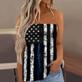thumbnail image 1 of pimelu Plus Womens Tops Dressy Casual American Flag Tube Tops for Women Strapless Sleeveless Summer Tube 4th of July Stars Striped Crop Top Pleated Tank Blouse Summer Saving, 1 of 5