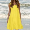 thumbnail image 1 of pimelu Summer Dresses for Women 2025, Women's Casual Summer Tank Dresses Sleeveless Knee Length Pleated Sun Dresses Casual Loose U Neck Dresses, 1 of 6