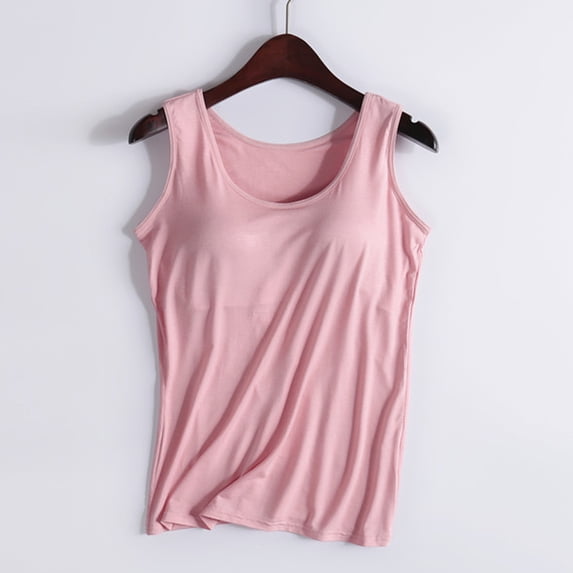 pimelu Tank Tops for Women Womens Tops Breathable Comfy Loose Plus Size Seamless Workout Tank with Padded Trendy Solid Sleeveless 3/4 Length Sleeve Womens Tops