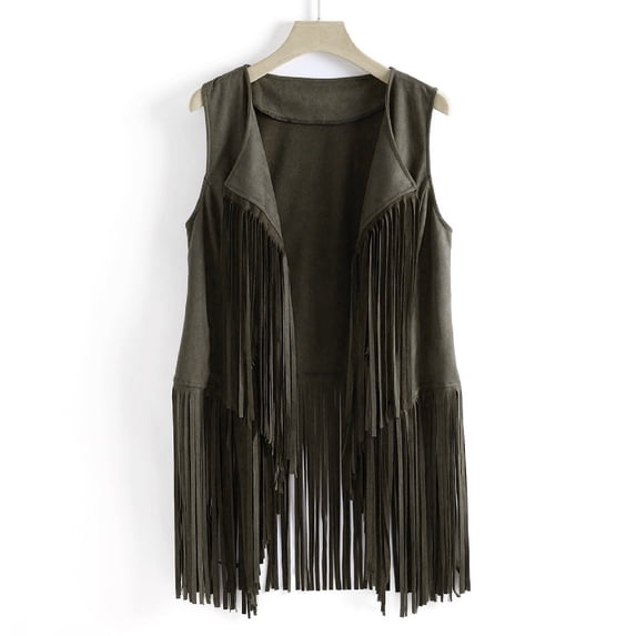 pimelu Vest Tops for Women Womens Tops Casual Open Front Plus Size Loose Comfy Suede Fringed Vest Cardigan Tops Trendy Solid Sleeveless Short Sleeve Shirts for Women