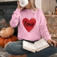 thumbnail image 1 of pimelu Sweatshirt for Women Womens Crewneck Sweatshirt Valentine's Day Fashion Heart Graphics Love Letter Print Pullover Blouses Ladies Loose Crewneck Long Sleeve Sweater Tops, 1 of 6
