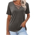 thumbnail image 1 of pimelu T-Shirts for Women Trendy Solid Color Cute Petal Sleeve Loose Womens Blouses and Tops Dressy Casual Summer V Neck Short Sleeve Tshirts Shirts Tunic for Women, 1 of 9