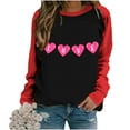 thumbnail image 1 of pimelu Valentine's Day Sweatshirt for Women Crewneck Sweatshirt Womens Fashion Color Block Heart Love Letter Print Sweater Tops Spring Ladies Loose Long Sleeve Pullover Tunic Blouses, 1 of 3