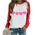 thumbnail image 1 of pimelu Valentine's Day Sweatshirt for Women Crewneck Sweatshirt Womens Fashion Color Block Heart Love Letter Print Sweater Tops Spring Ladies Loose Long Sleeve Pullover Tunic Blouses, 1 of 3