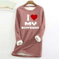 thumbnail image 1 of pimelu Valentine's Day Sweatshirt for Women Fleece Sherpa Sweatshirt for Women Fashion Letter Print Loose Plush Sweater Ladies Round Neck Long Sleeve Cozy Fluffy Fleece Lined Pullover Tops, 1 of 3