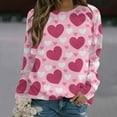 thumbnail image 1 of pimelu Valentine's Day Sweatshirt for Women Valentine's Day Cute Sweatshirts for Women Fashion Heart Graphics Print Crewneck Sweater Tops Spring Long Sleeve Loose Pullover Tunic Blouses, 1 of 4