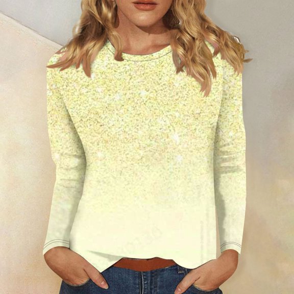 pimelu Winter Tops for Women Trendy Long Sleeve Pullover Women's 3/4 Sleeve Shirts Color Block Round Neck Loose Tops Comfy Soft Blouses Fall Casual Pullover Weekly