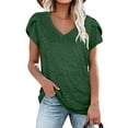 thumbnail image 1 of pimelu Womens Blouses Tops Dressy Solid Color Tops for Women Casual Summer V Neck Plus Size Tunic Women's Short Sleeve Cute Petal Sleeve Loose T-Shirts Trendy Summer, 1 of 4