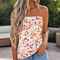 thumbnail image 1 of pimelu Womens Tops Dressy Casual Summer Strapless Tube Tops for Women Butterfly Floral Sleeveless Casual Pleated Flowy Crop Tunic Blouses Shirt, 1 of 5