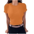 thumbnail image 1 of pimelu Womens Tops Womens Shirts Going out Slim Fit Soft Knitted Ribbed Tee Summer Casual Solid T Shirts Ladies Crewneck Short Sleeve Tunic Top, 1 of 6